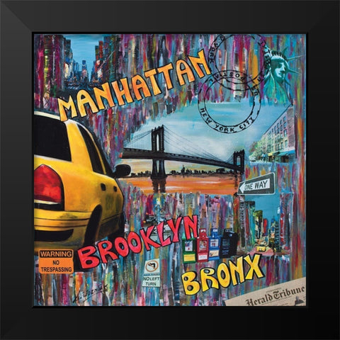 Manhattan Brooklyn  Black Modern Wood Framed Art Print by Wozniak, Sophie