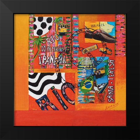 Rio de Janeiro Black Modern Wood Framed Art Print by Wozniak, Sophie