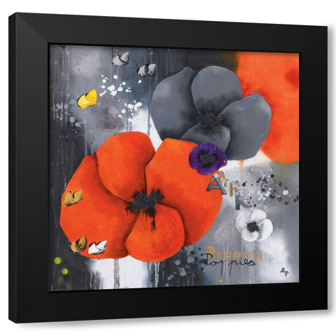 Poppies Black Modern Wood Framed Art Print by Pfaadt Aurelie