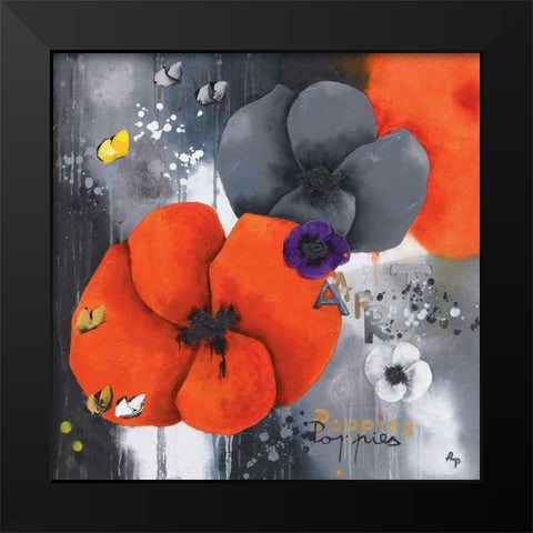 Poppies Black Modern Wood Framed Art Print by Pfaadt Aurelie