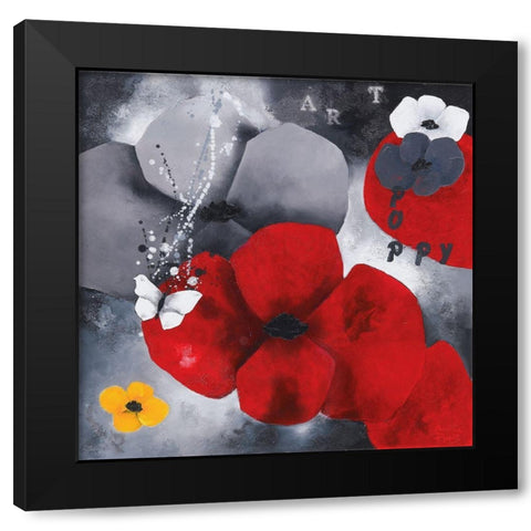 Art Poppy Black Modern Wood Framed Art Print by Pfaadt Aurelie
