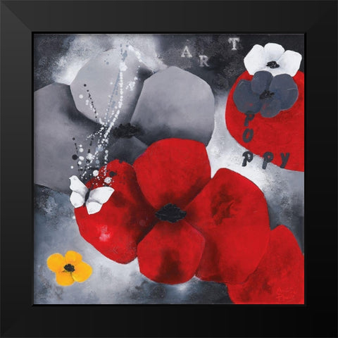 Art Poppy Black Modern Wood Framed Art Print by Pfaadt Aurelie