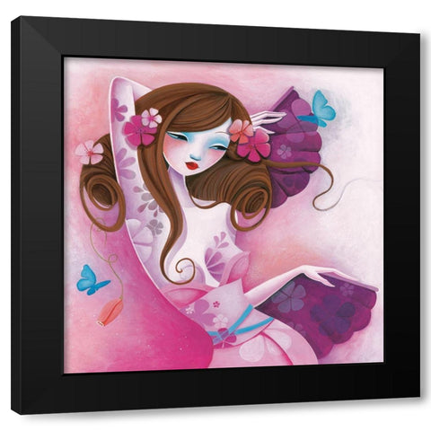 La danse des papillons Black Modern Wood Framed Art Print by Sybile