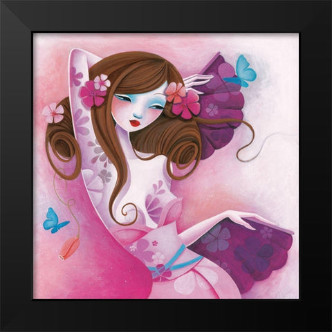 La danse des papillons Black Modern Wood Framed Art Print by Sybile