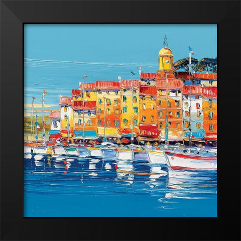 Port de St Tropez Black Modern Wood Framed Art Print by Corbiere