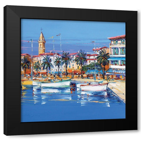Sanary Black Modern Wood Framed Art Print with Double Matting by Corbiere