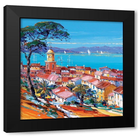 St. Tropez II Black Modern Wood Framed Art Print with Double Matting by Corbiere