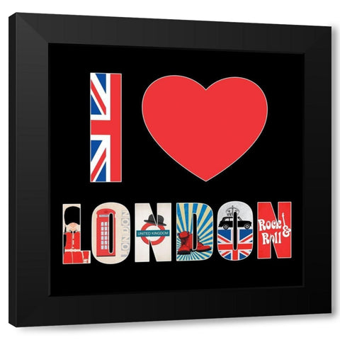I love London Black Modern Wood Framed Art Print by BRAUN Studio