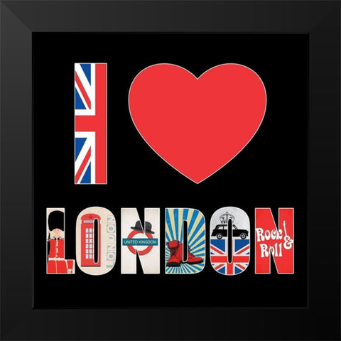 I love London Black Modern Wood Framed Art Print by BRAUN Studio
