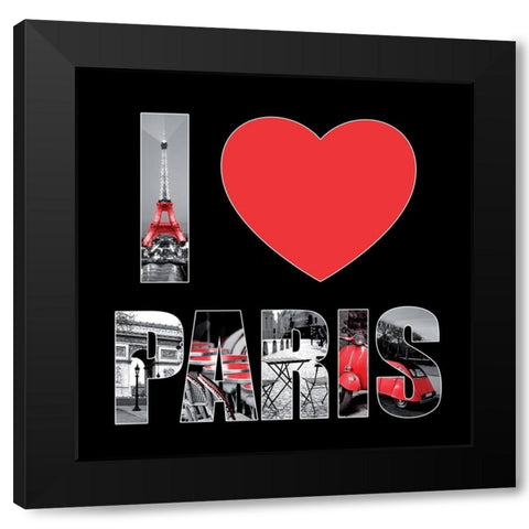 I love Paris Black Modern Wood Framed Art Print with Double Matting by BRAUN Studio