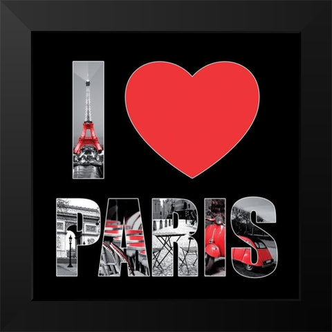 I love Paris Black Modern Wood Framed Art Print by BRAUN Studio