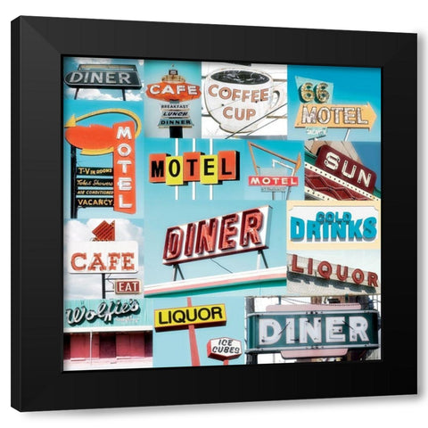 Motel II Black Modern Wood Framed Art Print by BRAUN Studio