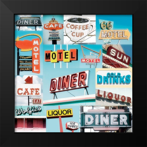 Motel II Black Modern Wood Framed Art Print by BRAUN Studio