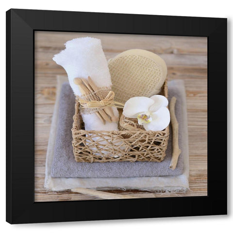 Spa Orchid Black Modern Wood Framed Art Print by Chatelain, Sonia