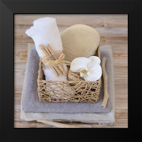 Spa Orchid Black Modern Wood Framed Art Print by Chatelain, Sonia