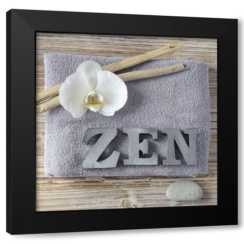 Zen orchid Black Modern Wood Framed Art Print by Chatelain, Sonia