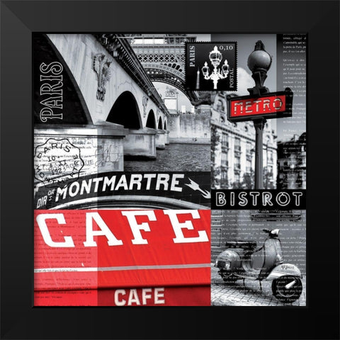 Cafe parisien Black Modern Wood Framed Art Print by BRAUN Studio