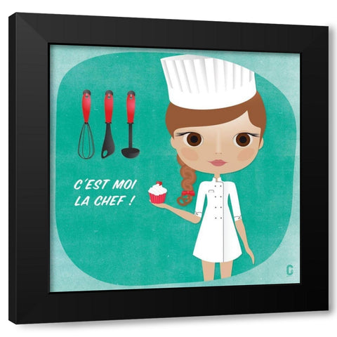 Nenette Chef Black Modern Wood Framed Art Print by Nolf, Cecile