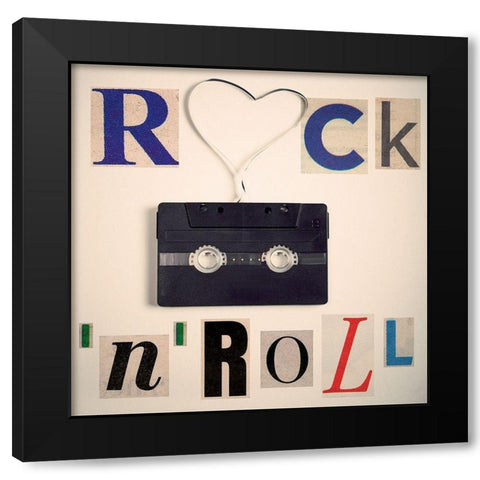 Rockn Roll Black Modern Wood Framed Art Print by BRAUN Studio