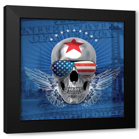 Skull Black Modern Wood Framed Art Print by BRAUN Studio