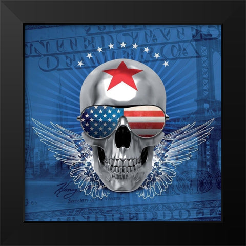 Skull Black Modern Wood Framed Art Print by BRAUN Studio