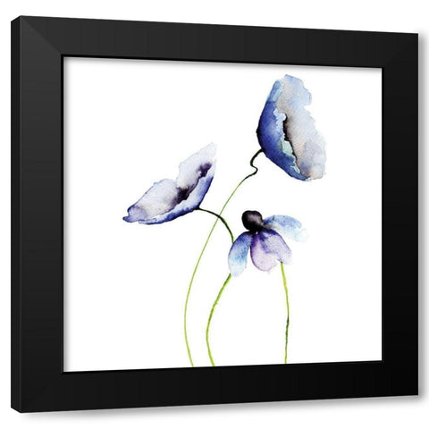 Aquarelle 5 Black Modern Wood Framed Art Print with Double Matting by Braun Studio