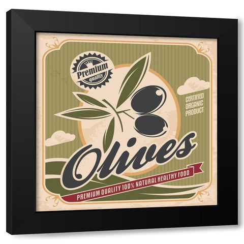 Olives Black Modern Wood Framed Art Print with Double Matting by Braun Studio