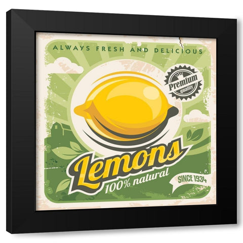 Lemons Black Modern Wood Framed Art Print by Braun Studio