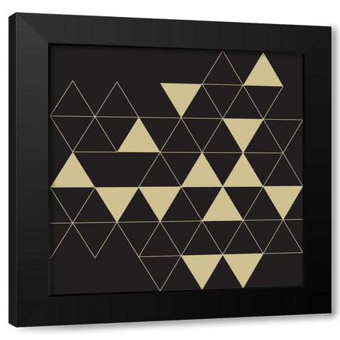 Losanges noirs dorÃ©s Black Modern Wood Framed Art Print by Braun Studio