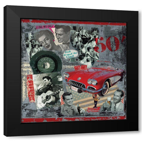 Fifties Black Modern Wood Framed Art Print by Sigrid, M.