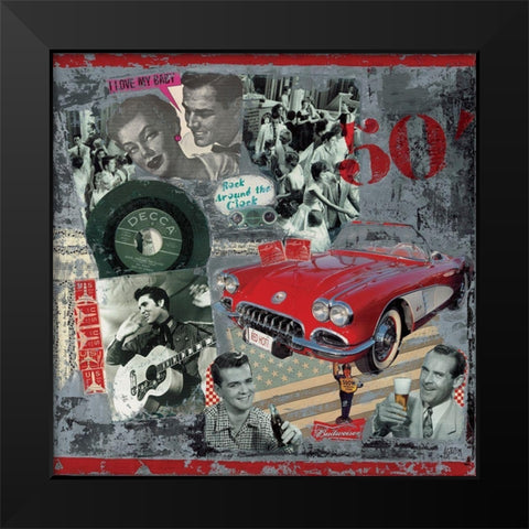 Fifties Black Modern Wood Framed Art Print by Sigrid, M.