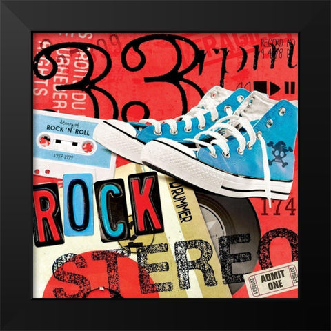 Rock en stereo Black Modern Wood Framed Art Print by BRAUN Studio
