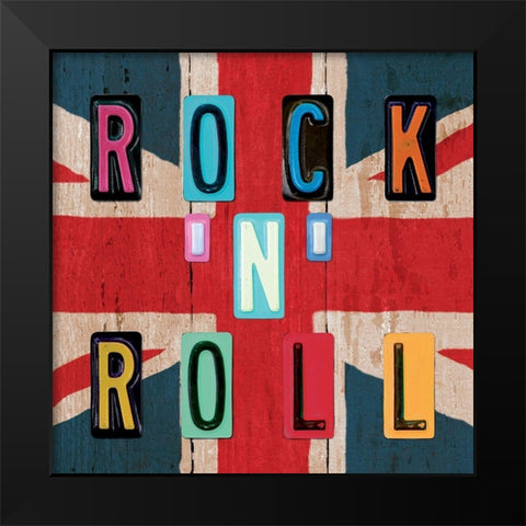 Rockn Roll British Black Modern Wood Framed Art Print by BRAUN Studio