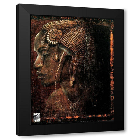 Femme Peul Black Modern Wood Framed Art Print by Arietti, Fabienne