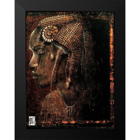 Femme Peul Black Modern Wood Framed Art Print by Arietti, Fabienne