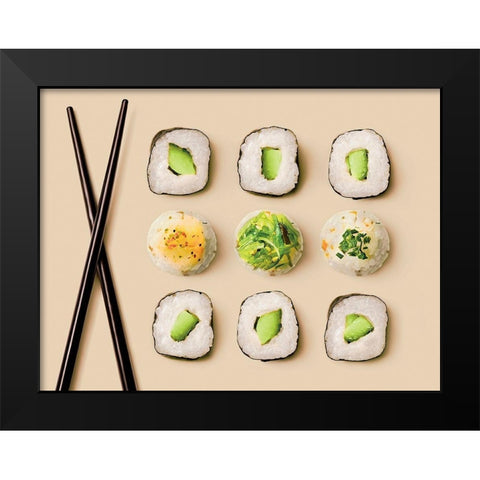Baguettes et makis I Black Modern Wood Framed Art Print by Sultan, Galith