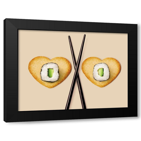 Baguettes et makis II Black Modern Wood Framed Art Print with Double Matting by Sultan, Galith