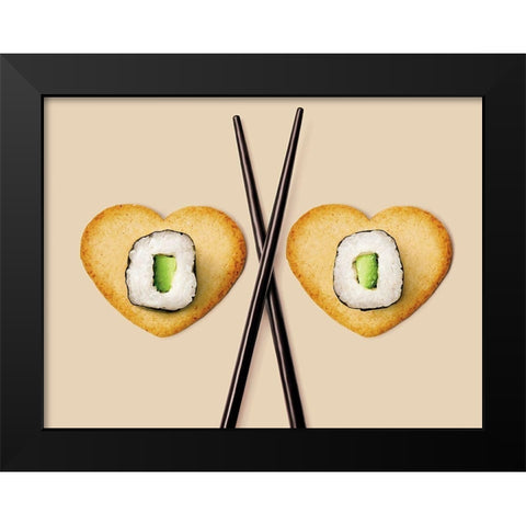 Baguettes et makis II Black Modern Wood Framed Art Print by Sultan, Galith