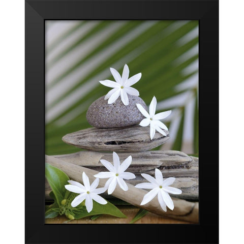 Zen et galets II Black Modern Wood Framed Art Print by Chatelain, Sonia