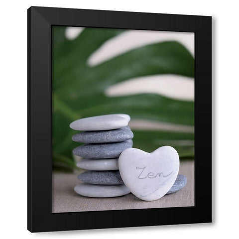 CÅ“ur de Zen Black Modern Wood Framed Art Print by Chatelain, Sonia
