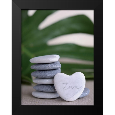 CÅ“ur de Zen Black Modern Wood Framed Art Print by Chatelain, Sonia
