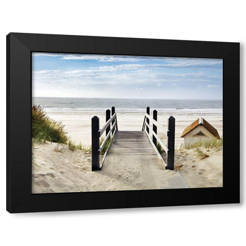 Plage Black Modern Wood Framed Art Print with Double Matting by Braun Studio