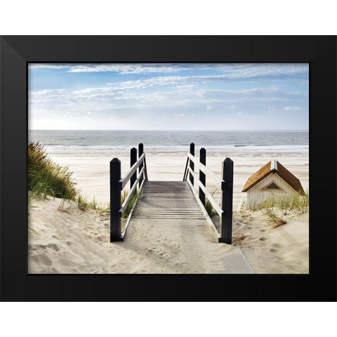 Plage Black Modern Wood Framed Art Print by Braun Studio