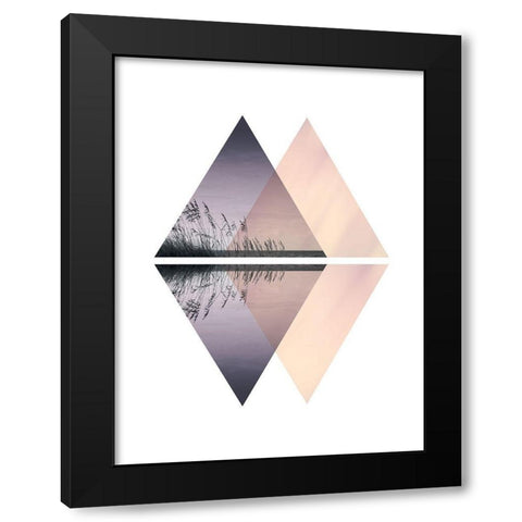 Paysage Geom Black Modern Wood Framed Art Print with Double Matting by Braun Studio