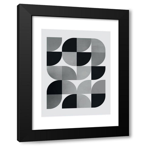 Danish Abstract 1 Black Modern Wood Framed Art Print with Double Matting by Braun Studio