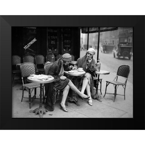 CafÃ© En Terrasse Black Modern Wood Framed Art Print by BRAUN Studio