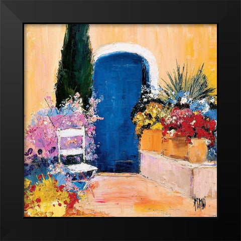 La porte bleue Black Modern Wood Framed Art Print by Grossi, Anne-Marie