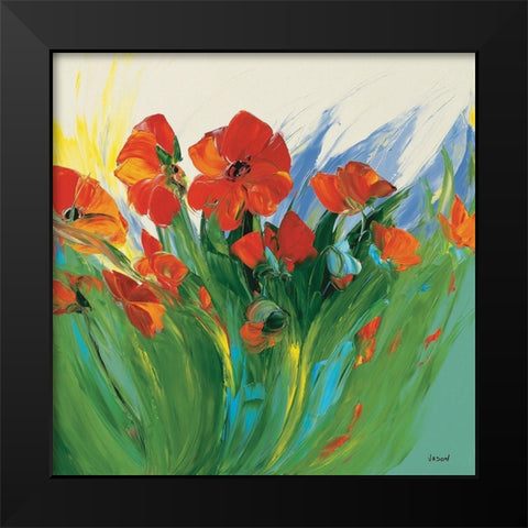 Coquelicots Black Modern Wood Framed Art Print by Vadon, Veronique