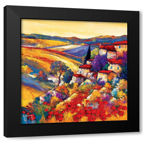 Couchant dans les collines Black Modern Wood Framed Art Print with Double Matting by Keiflin, Roger