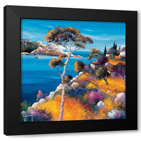 Les cabanons dans les calanques Black Modern Wood Framed Art Print with Double Matting by Keiflin, Roger